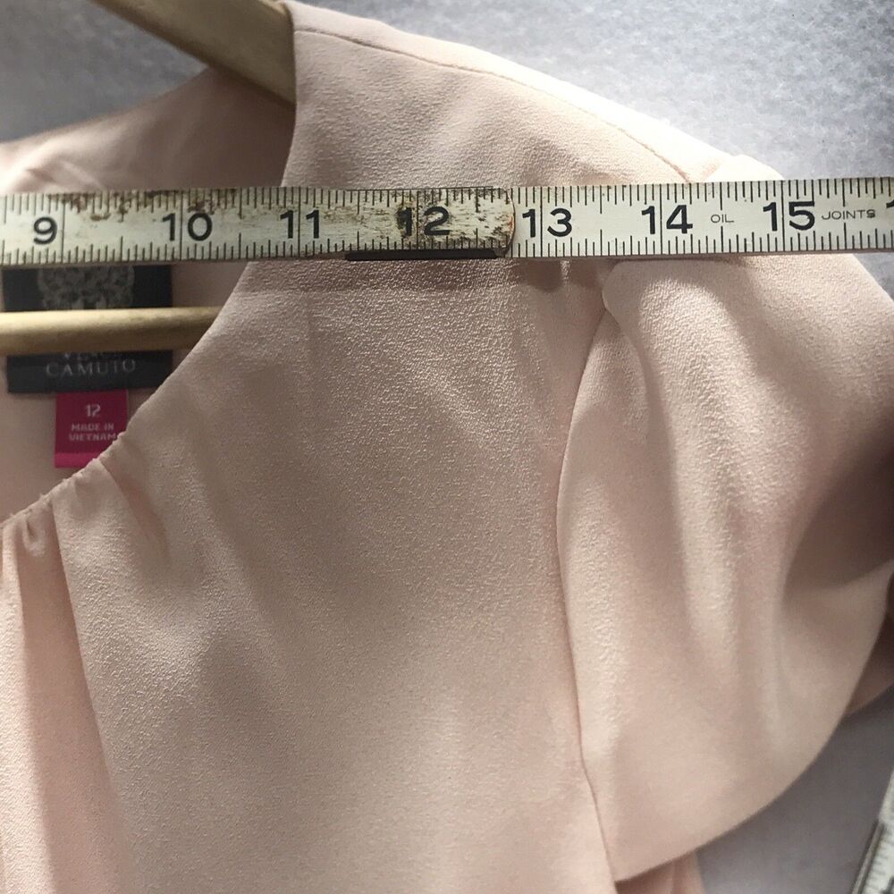 Vince Camuto Womens Dress 12 Pink Twist Front Midi A Line Ruffle Office Siren - Picture 15 of 16